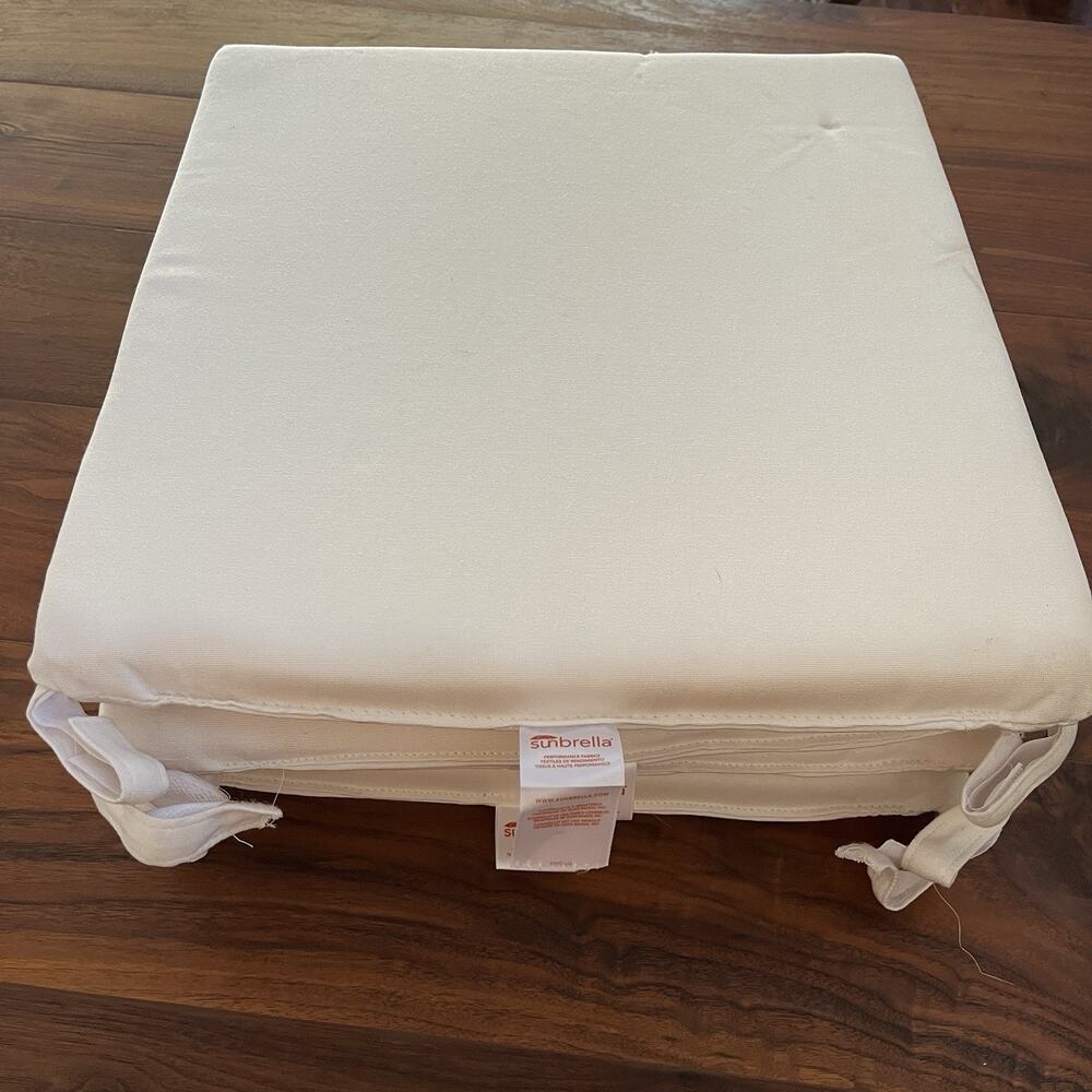 Sunbrella Outdoor Patio Sofa Chair Cushions White x 4 - 16.5"x17.25"x2"